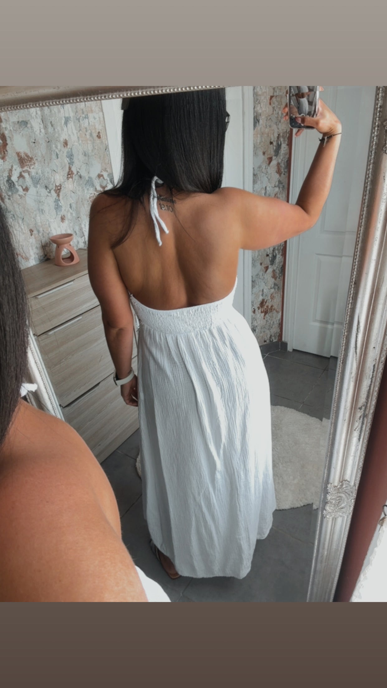 Robe dos nu gaz de coton