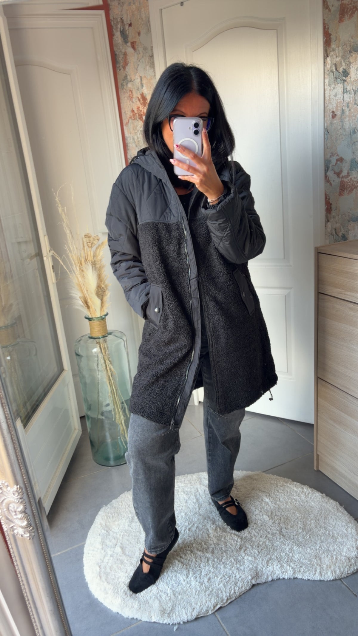 Manteau bi matière