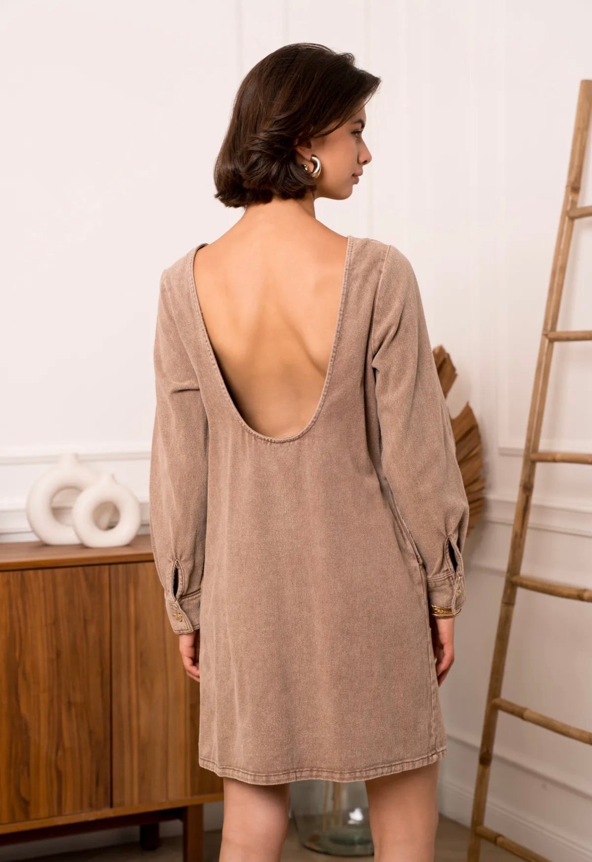 Robe jean taupe