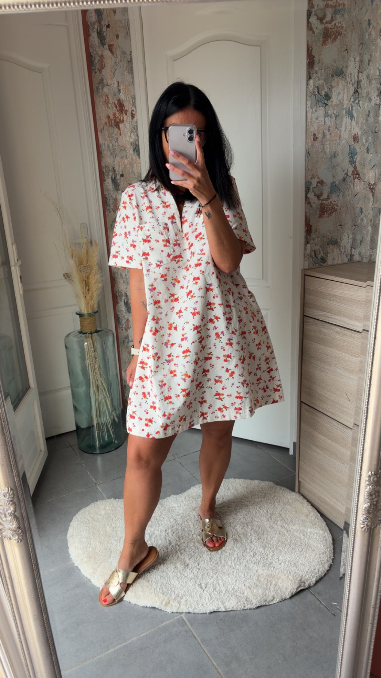 Robe jean fleurie