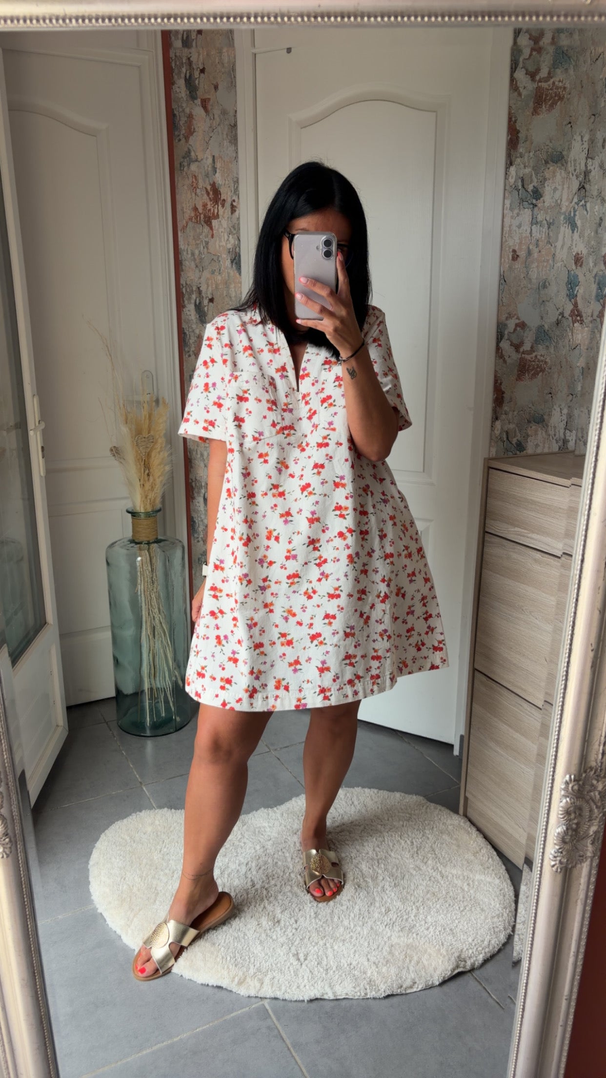 Robe jean fleurie
