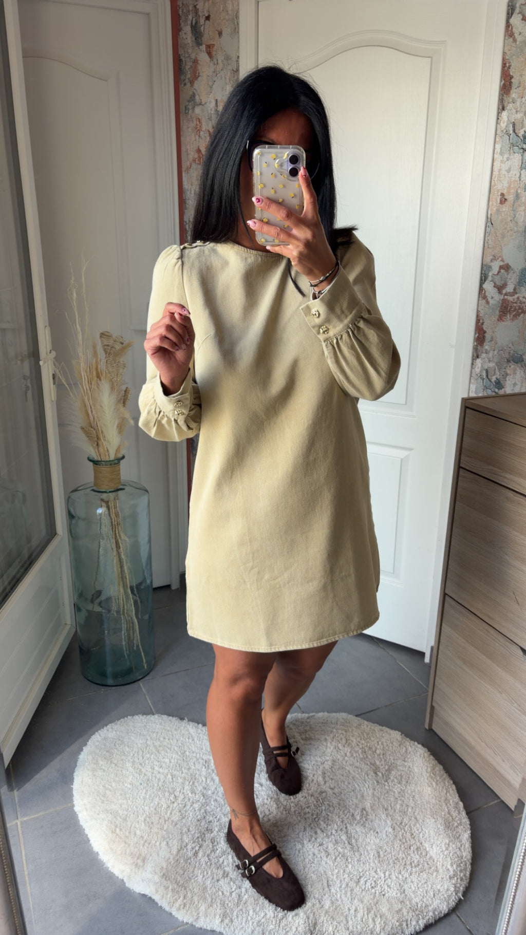 Robe jean beige