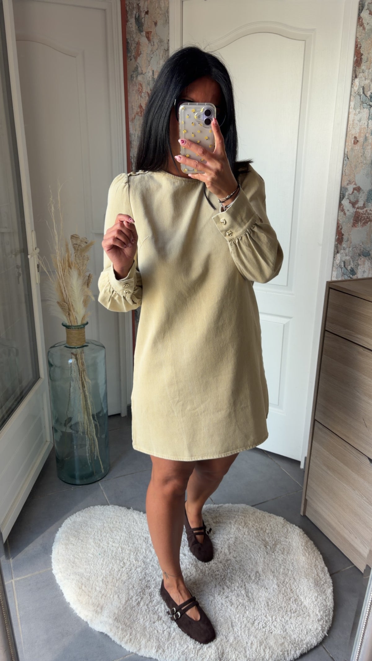 Robe jean beige