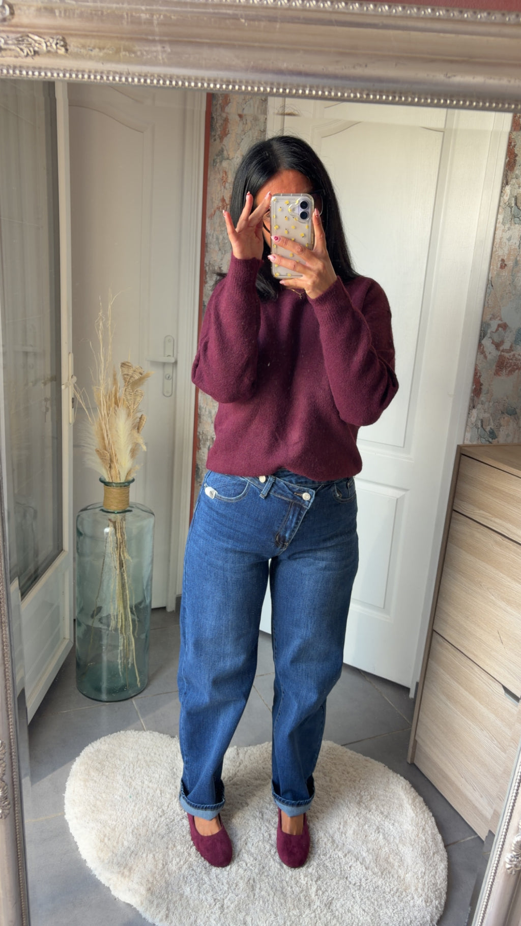Pull Bordeau dos dentelle
