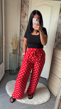 Pantalon pois rouge et blanc