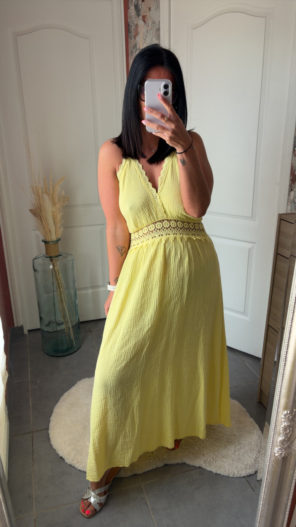Robe dos nu gaz de coton
