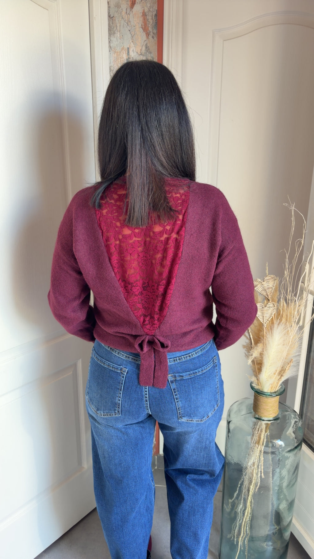 Pull Bordeau dos dentelle