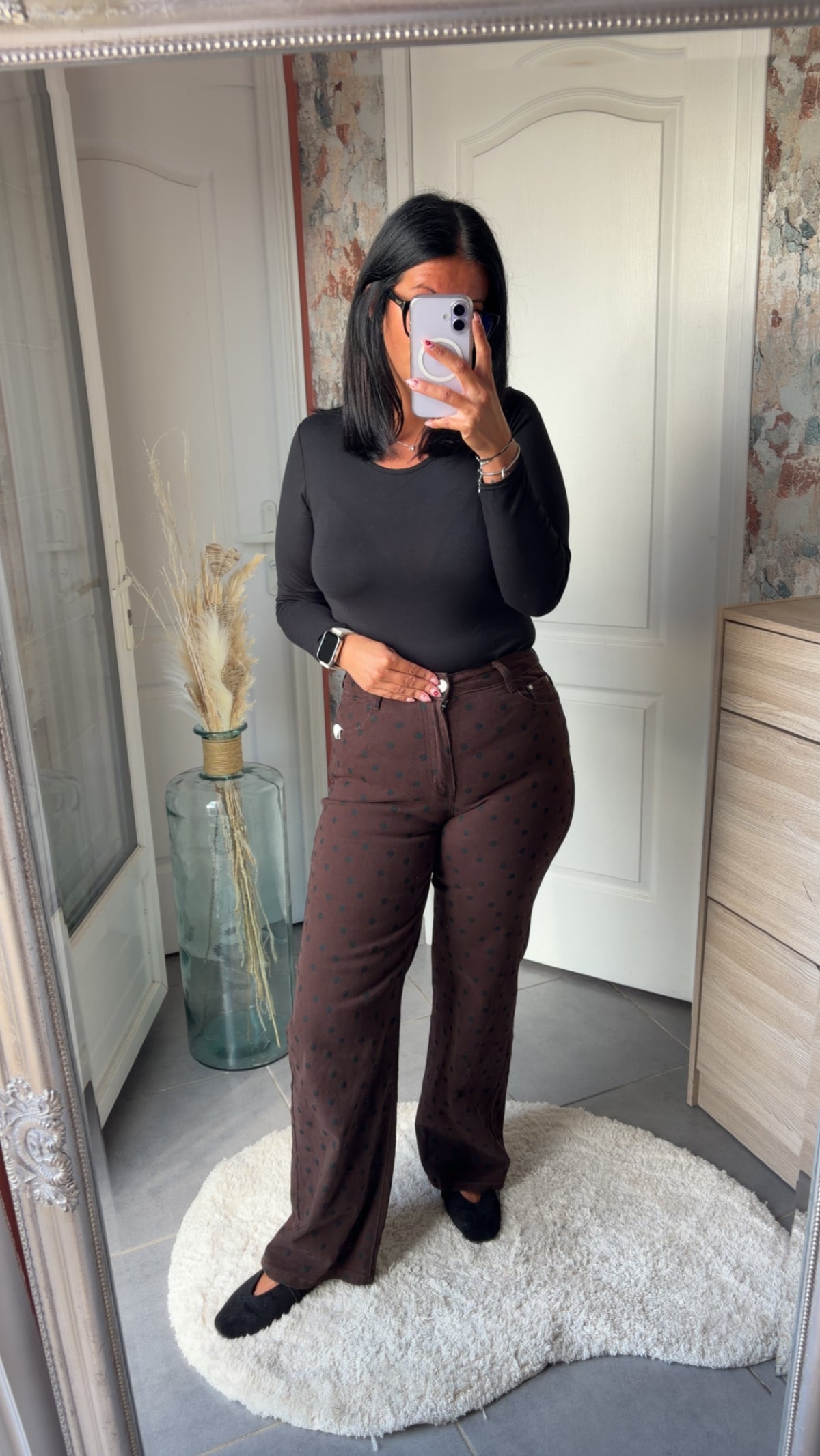 Jean pois choco Wide leg