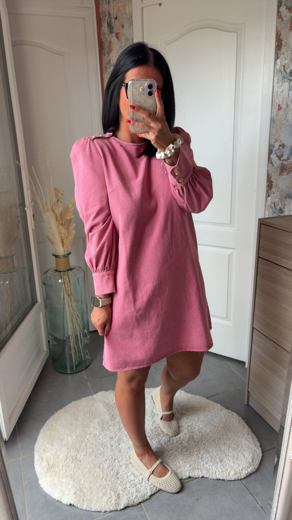 Robe jean rose