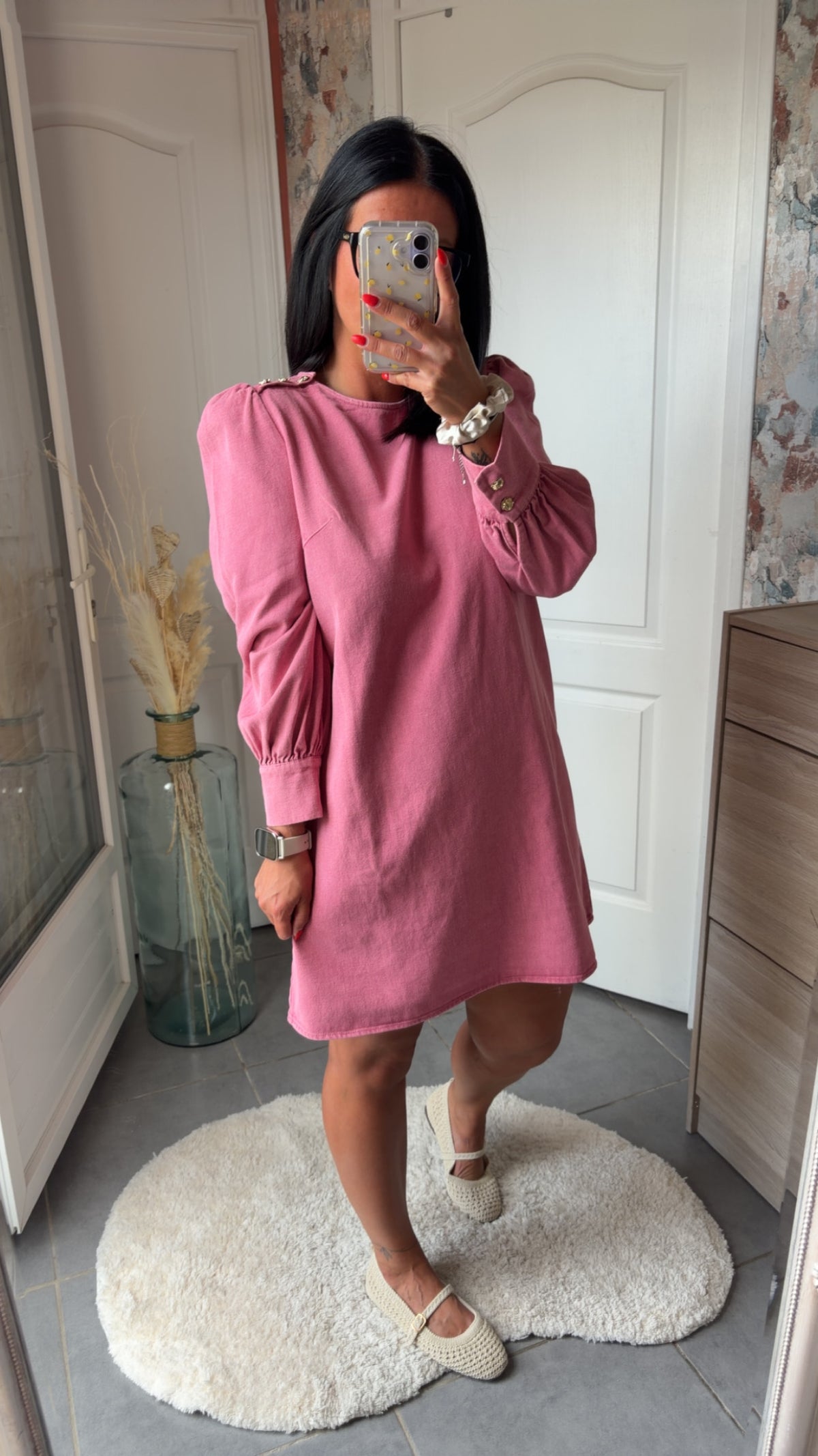Robe jean rose