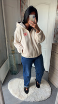 Veste polaire beige à capuche