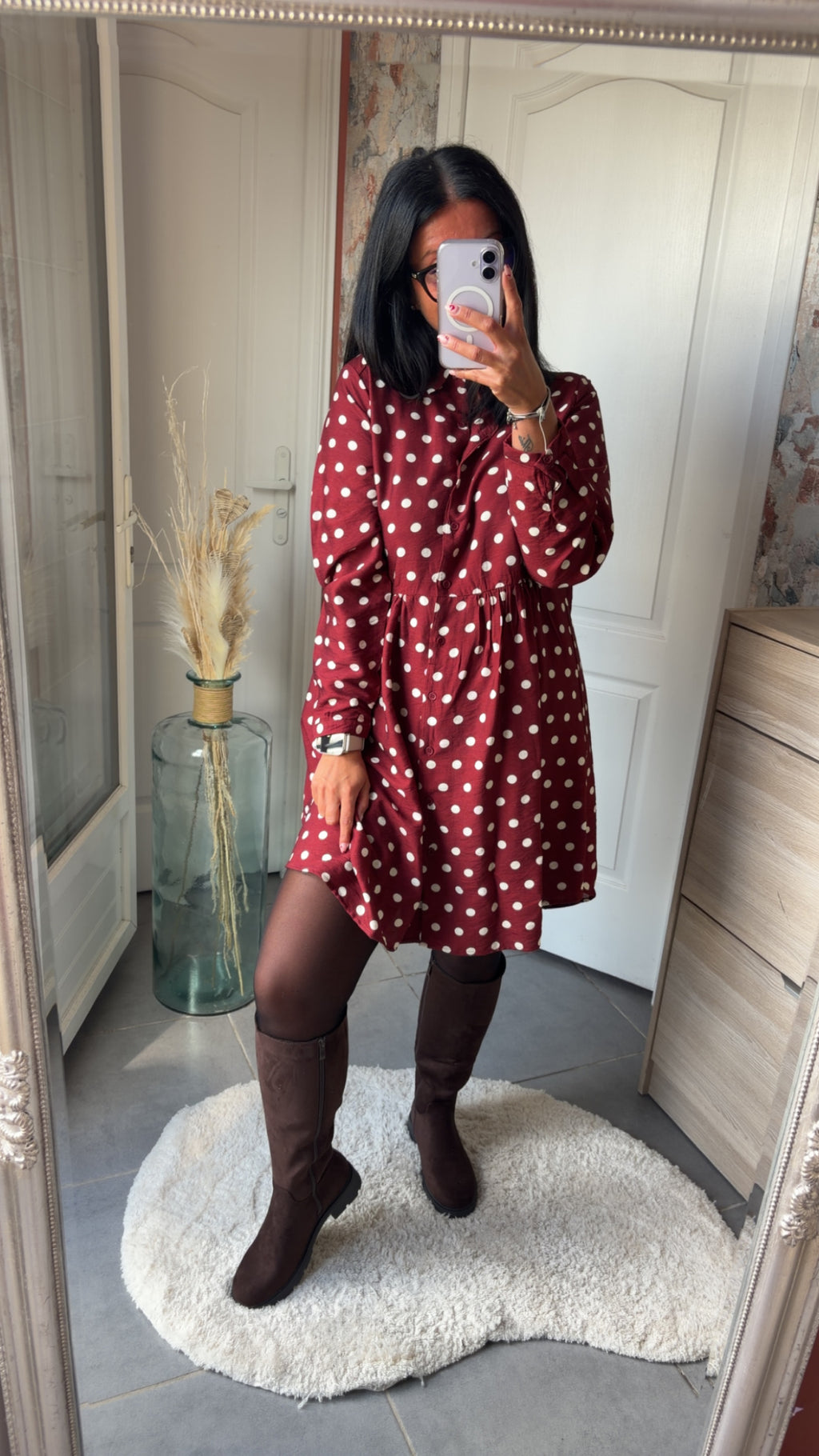 Robe Bordeau pois