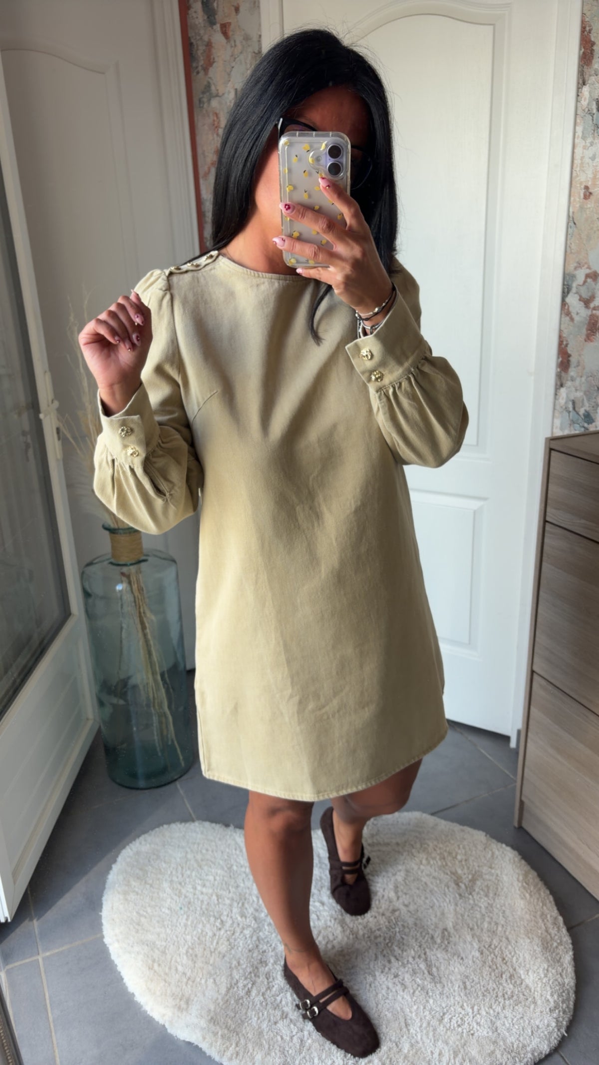 Robe jean beige