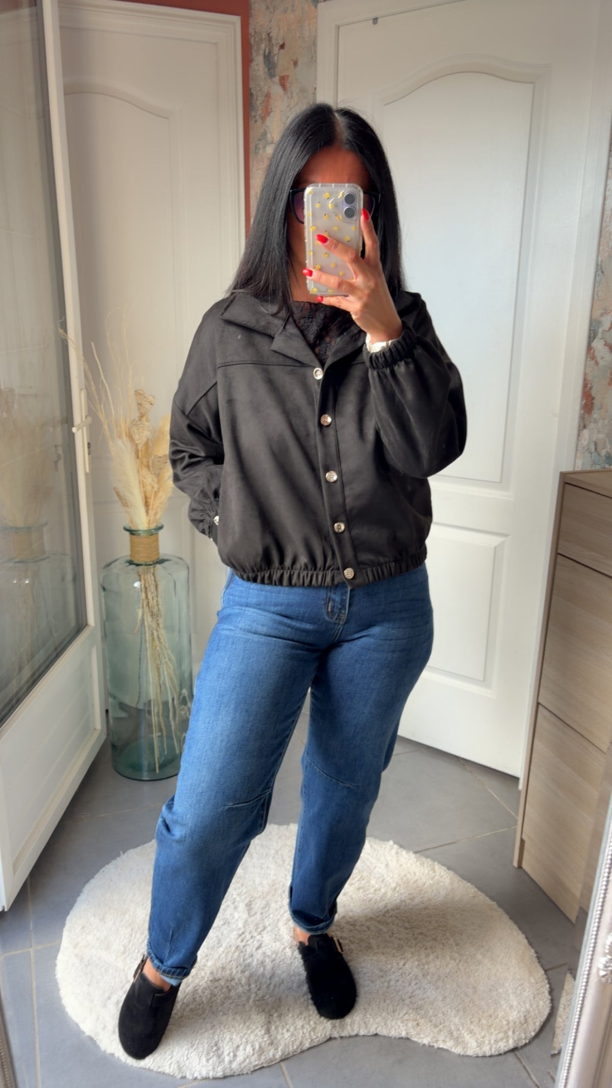 Veste suédine noir