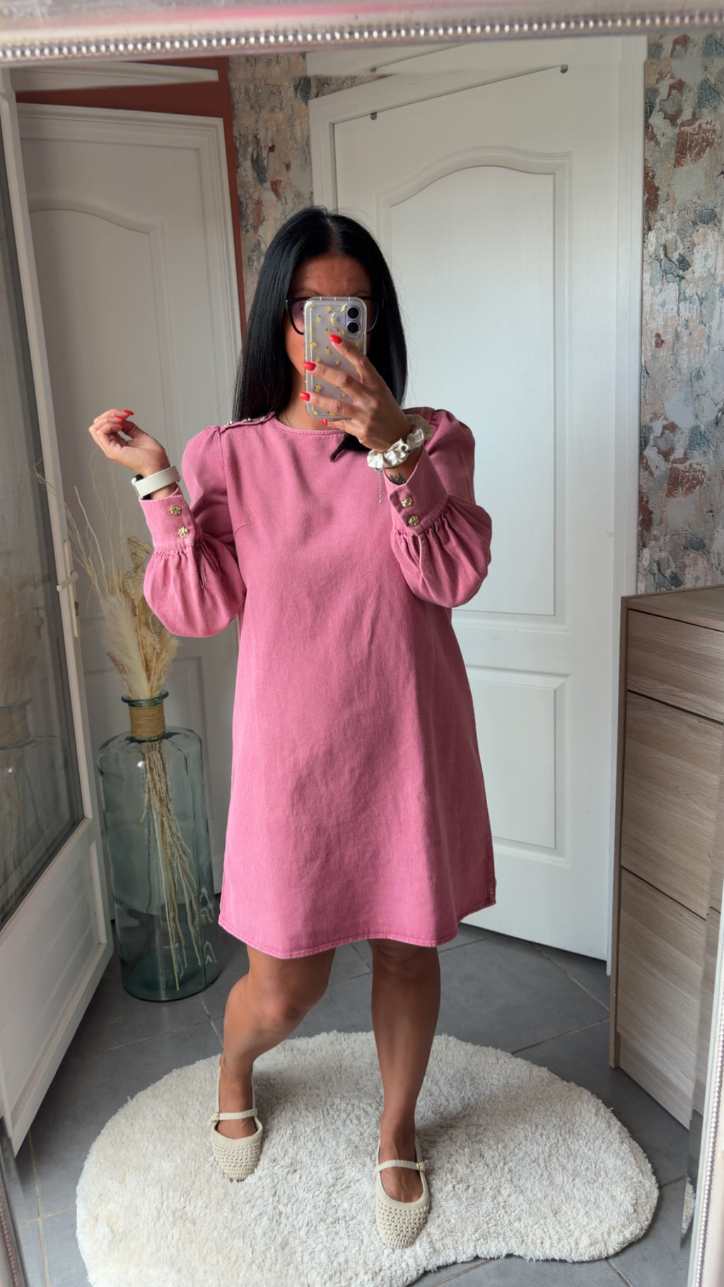 Robe jean rose