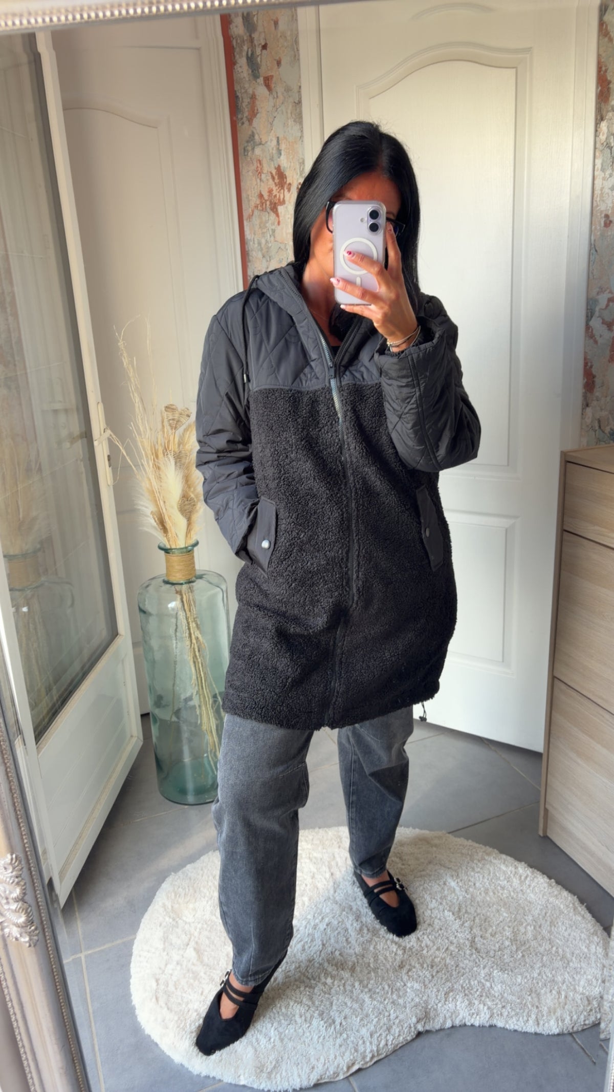 Manteau bi matière