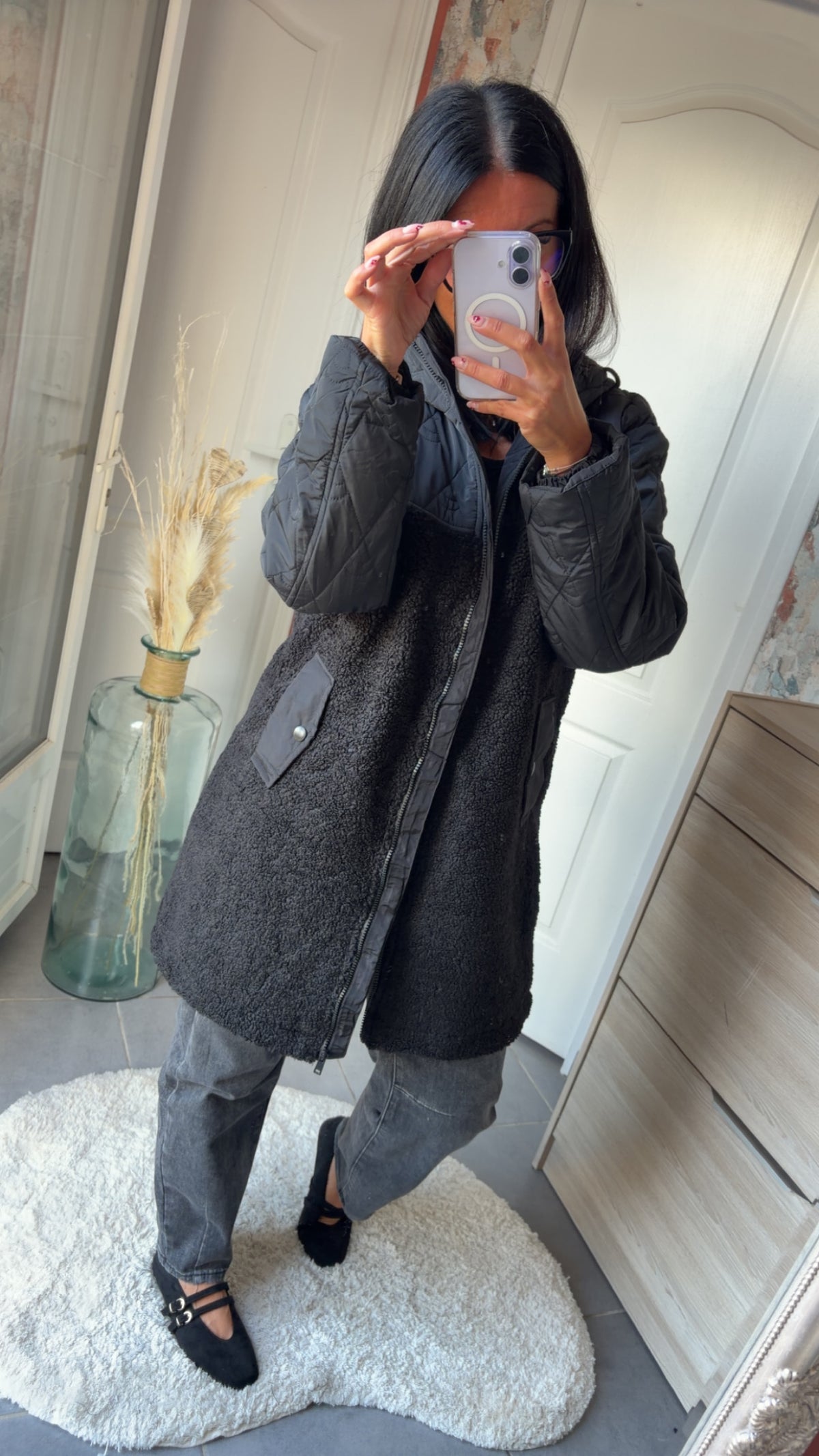 Manteau bi matière