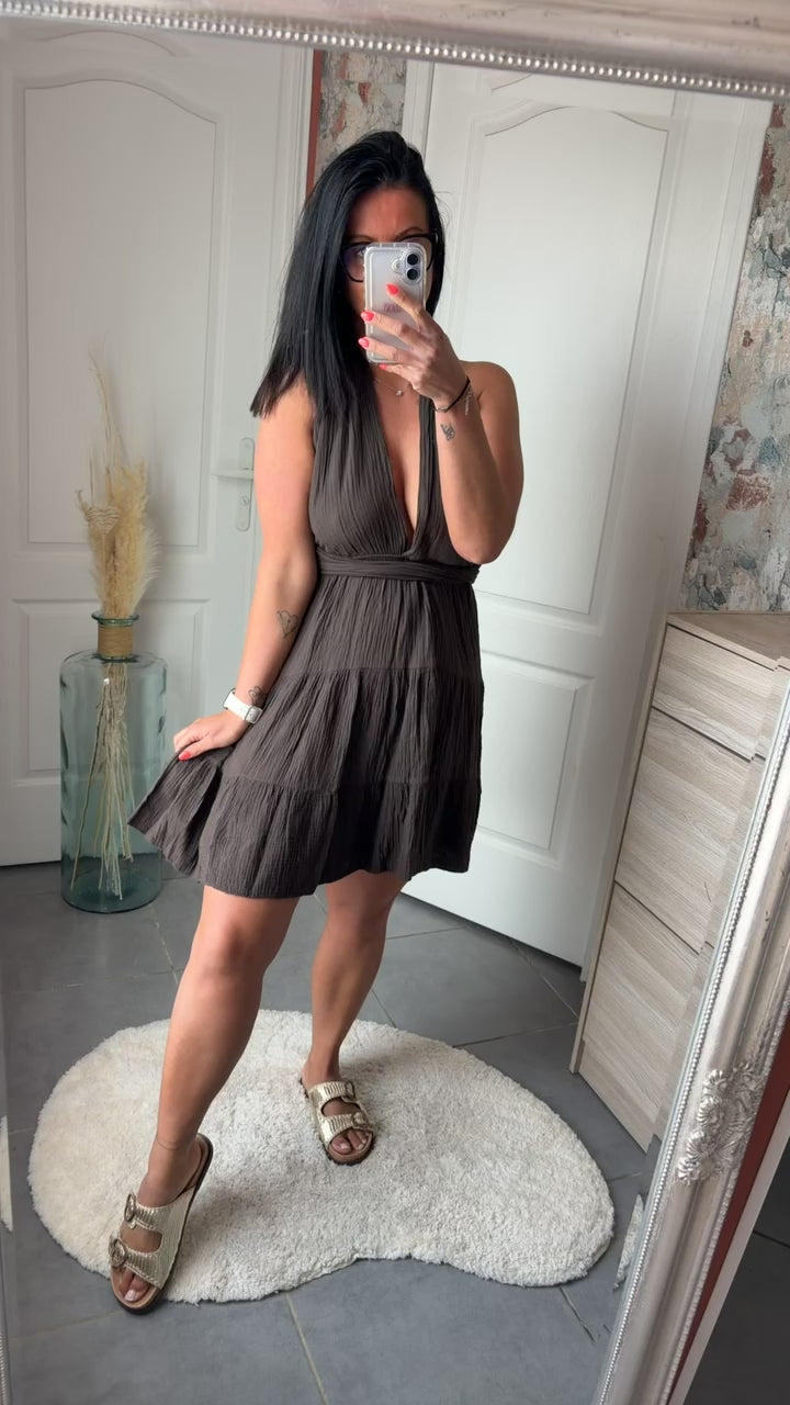 Robe dos nu gaz de coton choco